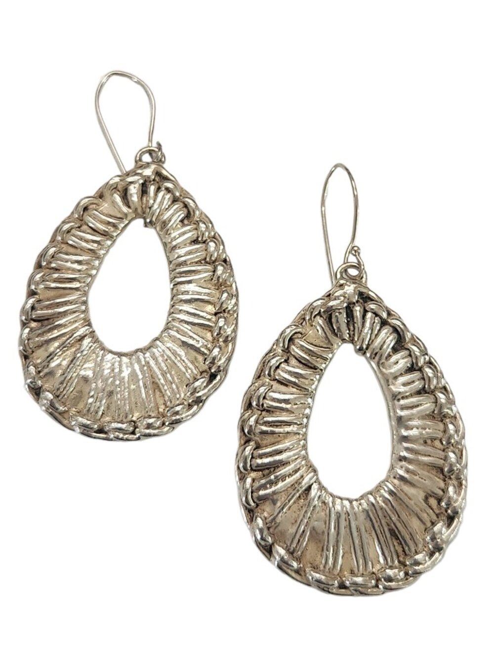 Sterling Silver Electroform Statement Earrings 60mm | Large Open Drop Earrings